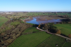 Arial vew of our orchard and drained reservoir